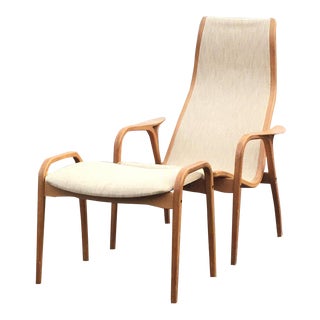 Sleek Swedish Designer Lamino Lounge Chair & Ottoman - A Pair For Sale