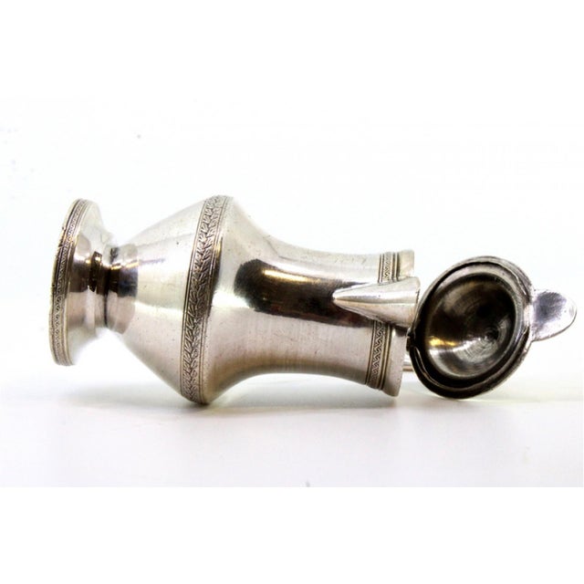 Silver Creamer with Strips and Knob Lid For Sale - Image 3 of 9