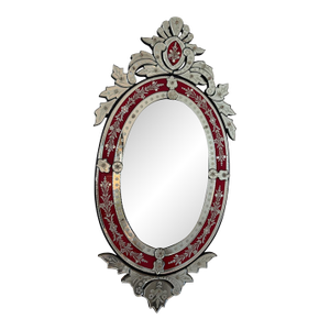 Mid-20th Century Cranberry Venetian Mirror