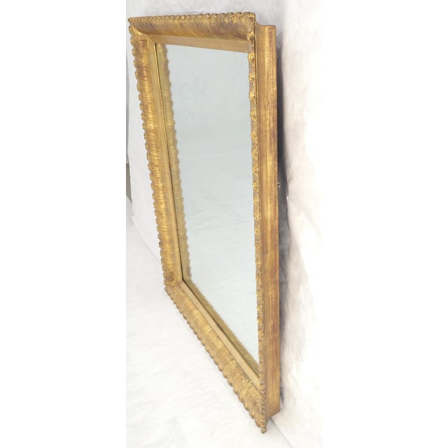 Scallop Edge 40x50 Carved & Gold Gilt Rectangle Frame c1940s Wall Mirror MInt! For Sale - Image 10 of 13
