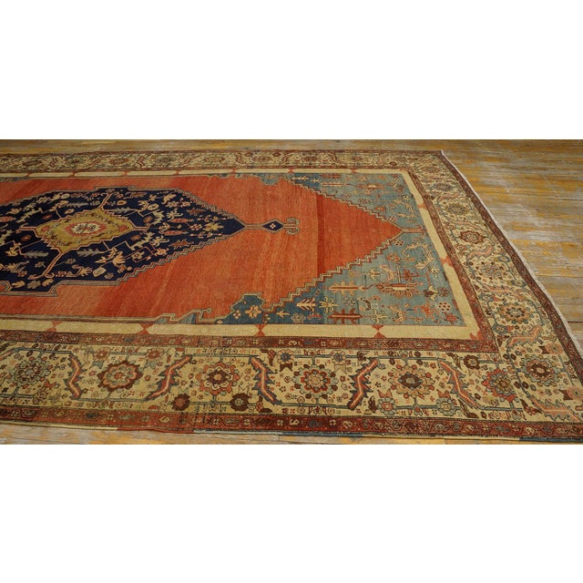 Textile 1870s Orange Medallion Antique n.w. Persian Bakshaiesh Rug 8'3" X 15' Hand Knotted Wool Carpet For Sale - Image 7 of 10