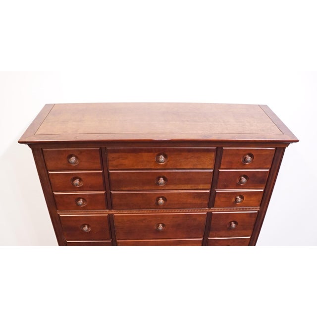Late 20th Century Stanley Furniture Solid Cherry Early American Traditional 54" 18-Drawer Master Chest / Triple "Chesser" 589-13-13 For Sale - Image 5 of 14