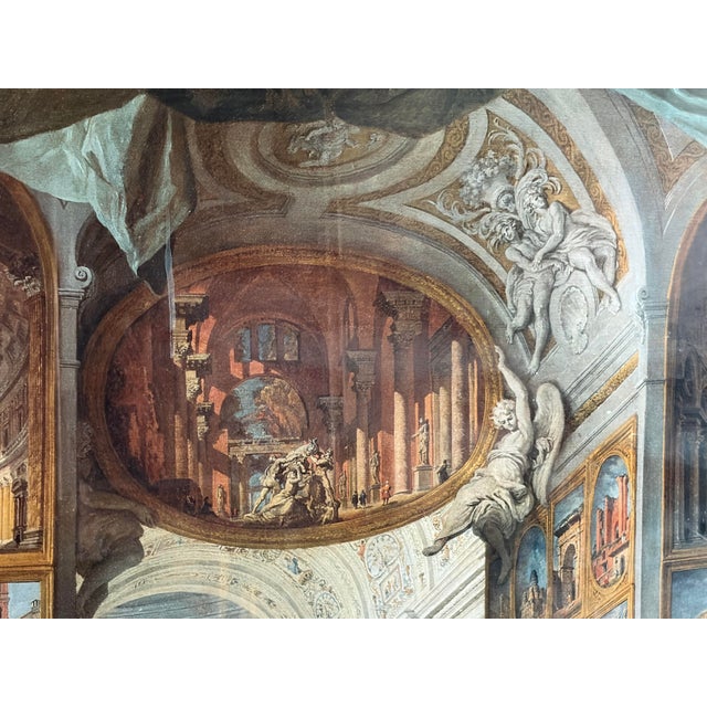 Mid 20th Century Mid 20th Century Massive Framed Pannini “Gallery of Views of Ancient Rome” — Grand Tour Architectural Fantasy, 57" For Sale - Image 5 of 12