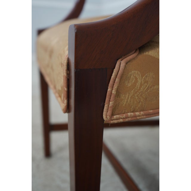 Wood Set of 6 Mahogany Gold Damask Upholstered Dining Chairs For Sale - Image 7 of 18