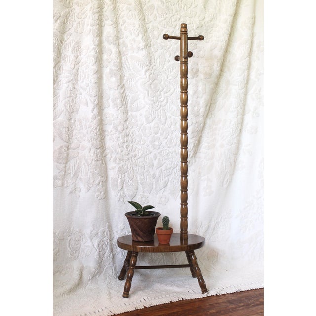 1950s Handmade Combo Wood Stool With a Hanger For Sale - Image 11 of 11