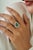 VRJewels 3.74ct Pear Shape Emerald Diamond Double Halo Cocktail Ring 18k Gold Size 4 For Sale - Image 13 of 18