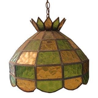 Mid 20th Century Tiffany Style Hanging Ceiling Lamp For Sale