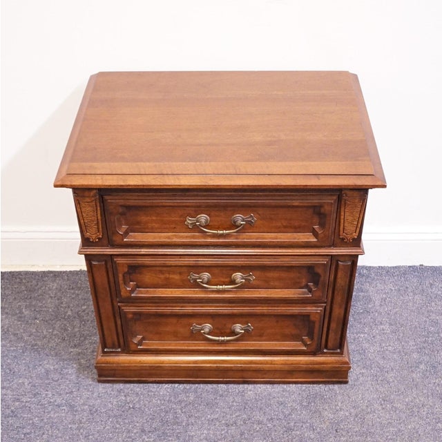 Traditional Davis Cabinet Co. Tawny Cherry Italian Inspired Traditional 25" Three Drawer Nightstand - Model 1907 For Sale - Image 3 of 14