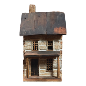 Vintage Folk Art Handmade Two-Story Country Home Model
