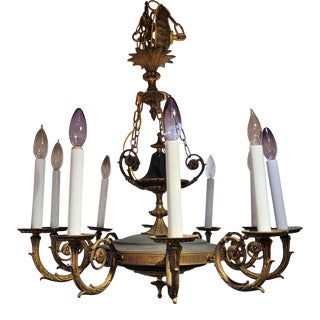 1930s French Empire Revival Style 10 Light Chandelier For Sale