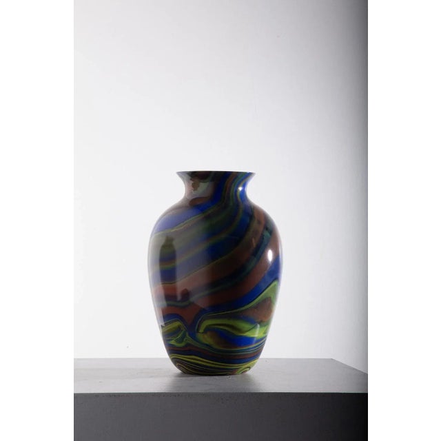 Blue Postmodern Murano Glass Vase by Ottavio Missoni, Italy, 1980s For Sale - Image 8 of 9