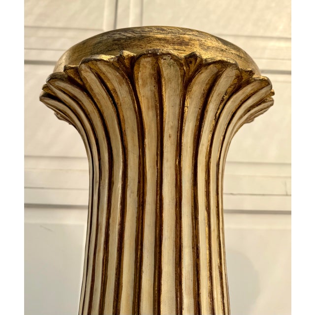 Pair of Italian Gilt Gold Carved Wood Pedestals Table Base For Sale In Los Angeles - Image 6 of 12