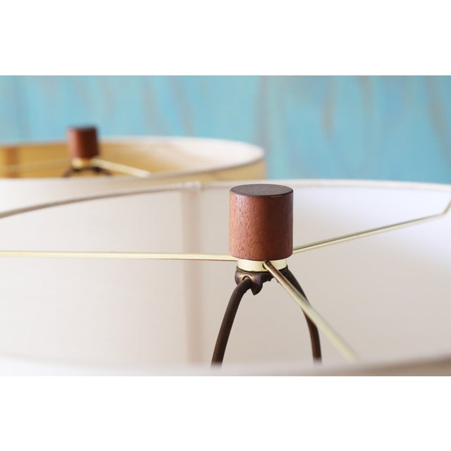 1960s Pair of Jane and Gordon Martz Table Lamps M221 Marshall Studios Green Brown Bamboo For Sale - Image 11 of 13