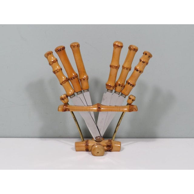 Bamboo Fruit Cutlery in Holder, Solingen, Germany, 1950s For Sale - Image 8 of 8