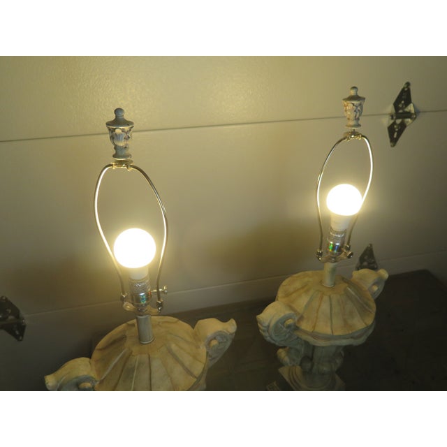 Early 21st Century Vintage Composite Material Roman Urn Style Lamps/a Pair For Sale - Image 5 of 7