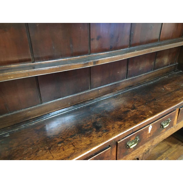 18th Century 18thc English Oak Welsh Cupboard With Five Drawers and Bone Escutcheons For Sale - Image 5 of 12