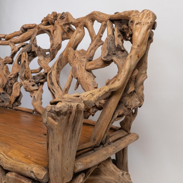 1920s Folk Art Twig & Hickory Bench For Sale - Image 4 of 6