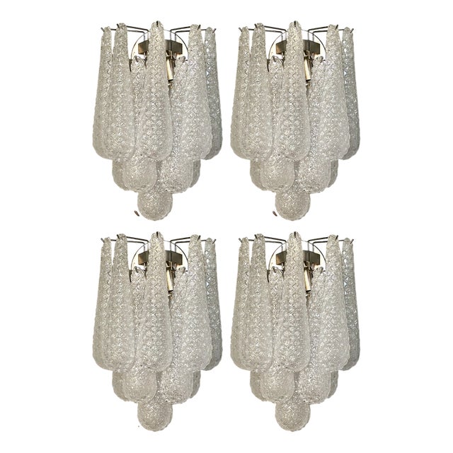 Murano Wall Lamps with Drop Formed Prisms, 2000, Set of 4 For Sale