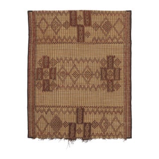 Title: Vintage Tuareg Mat, Beige-Brown Tribal Geometric Patterns - Rug & Kilim For Sale