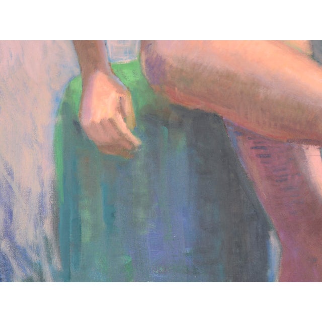 1980s Blonde Nude Leaning on a Stool in Oil on Canvas by George Wishon For Sale - Image 5 of 7