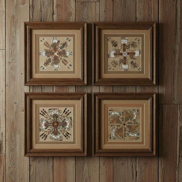 These are traditional Navajo sand paintings, which are sacred, temporary works of art originally created for healing...