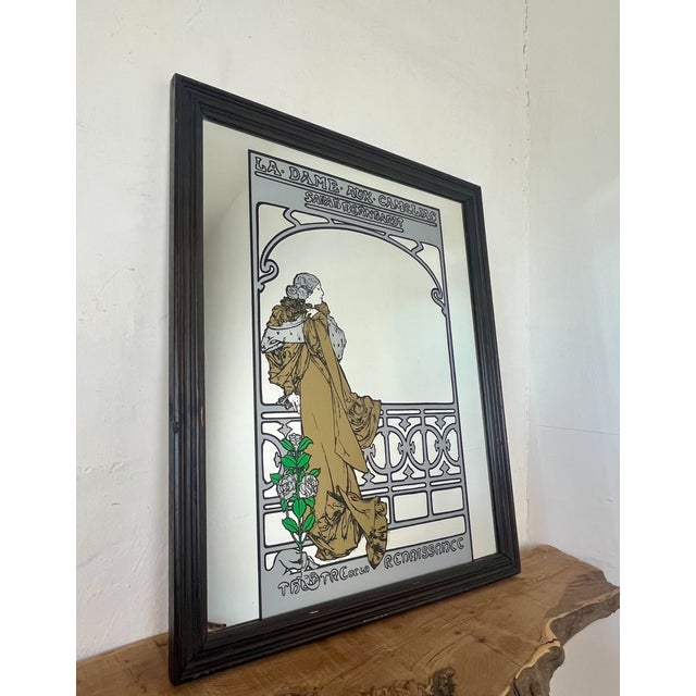 Vintage Art Nouveau Style Mirror with Sarah Bernhardt Motif, 1970s For Sale - Image 3 of 14