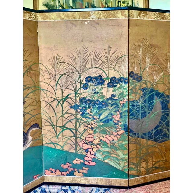 19th C. Japanese Byobu Gold Leaf Screen For Sale - Image 4 of 12