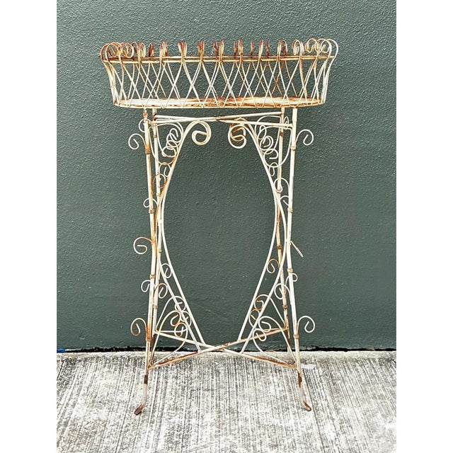 Vintage Scrollwork Iron Plant Holder For Sale - Image 10 of 12