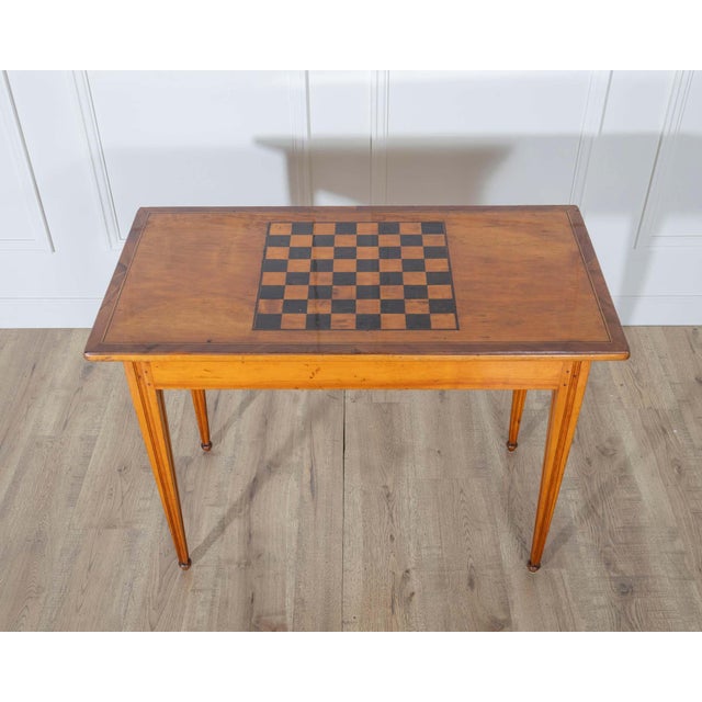 19th Century Late Gustavian Cherry and Nutwood Game Table with Checkerboard and Backgammon For Sale - Image 4 of 9