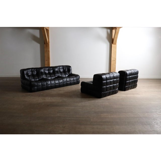 Kashima Three Seater Sofa in Black Leather by Michel Ducaroy for Ligne Roset, 1970s For Sale - Image 14 of 15