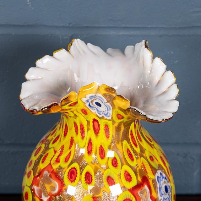 1990s Vintage Italian Hand Blown Millefiori Glass Vase, Murano, 1990s For Sale - Image 5 of 9