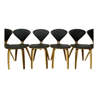 1960s Nuevo Satine Dining Chairs With Black Leather Seats - Set of 4 For Sale