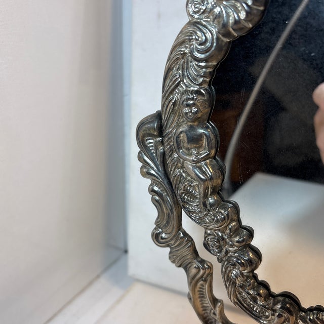 Mid 20th Century Vintage Ornate Vanity Mirror With Cherub Design For Sale - Image 5 of 11