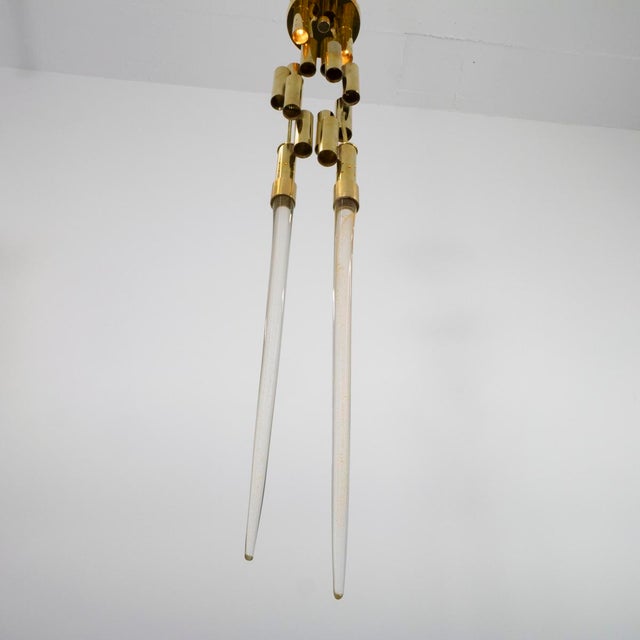 Sculptural brass flush mount ceiling light For Sale - Image 4 of 11