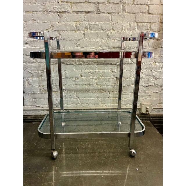 1970s 1970s Chrome & Glass Serving Trolley For Sale - Image 5 of 5