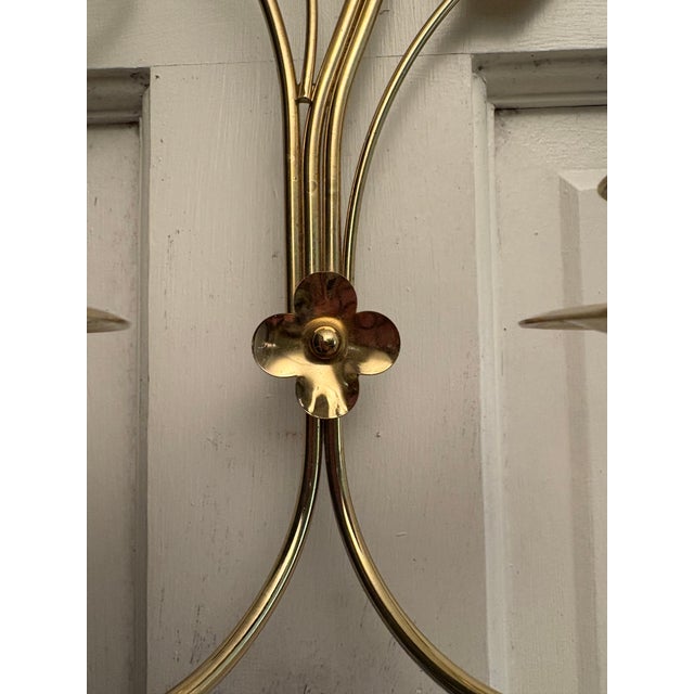 Brass Plated Scrolled Metal Wall Hanging Candle Sconce, Candelabra, Candle Holder For Sale - Image 4 of 11