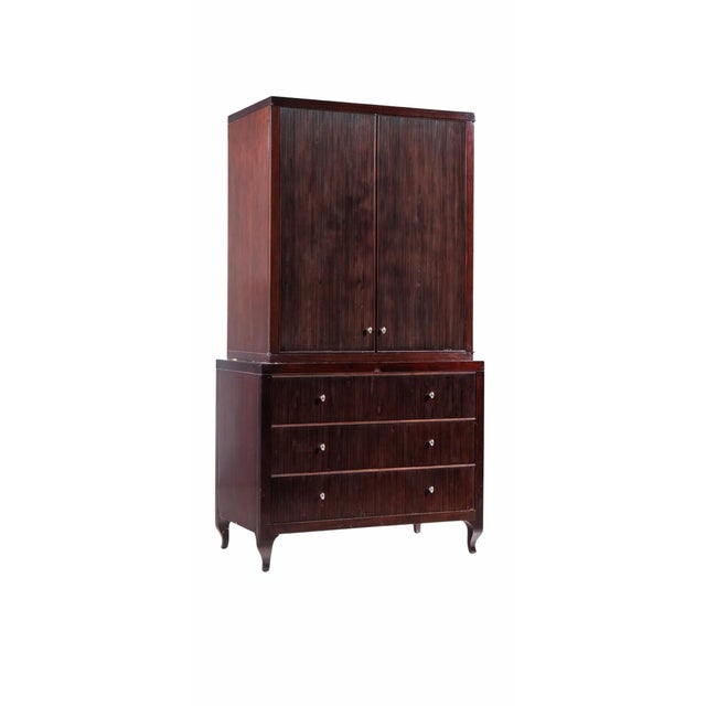 Barbara Barry for Baker Furniture Mahogany Armoire. This is a two piece armoire featuring a dresser on bottom with three...
