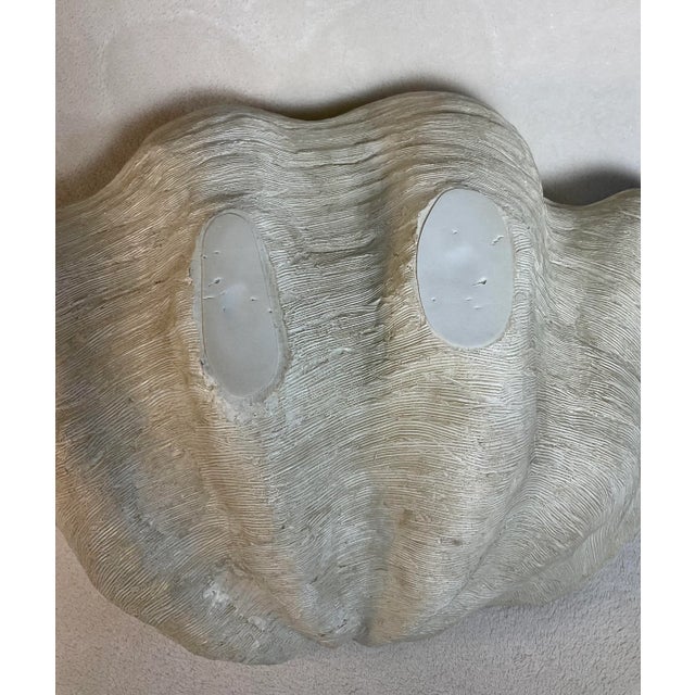 Plastic Vintage Coastal Monumental Resin Clam Shell Bowl Decor For Sale - Image 7 of 12
