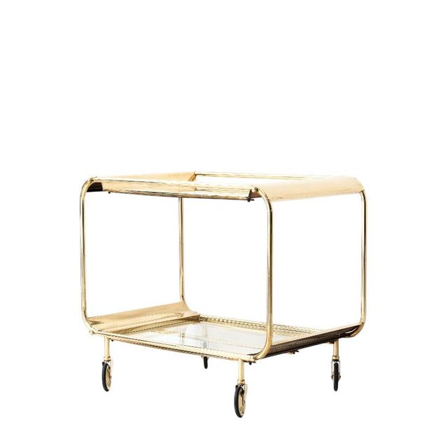 French Art Deco Bar Cart in Brass, 1920s For Sale - Image 10 of 10