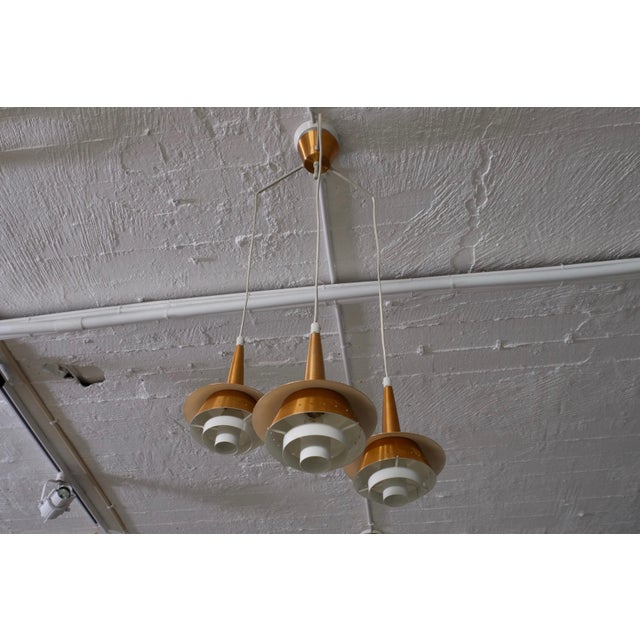 Mid-Century Modern Danish Three-Armed Copper Ceiling light, 1960s For Sale - Image 3 of 8
