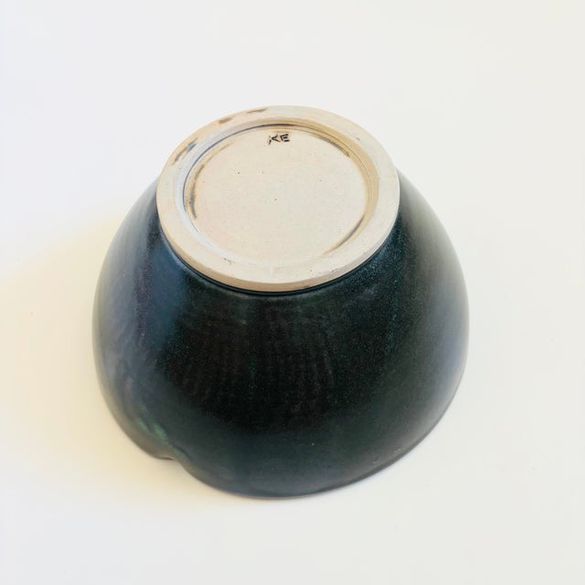 Green and Purple Vintage Studio Pottery Bowl For Sale - Image 10 of 11
