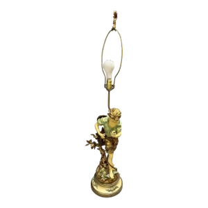 Vintage Large Mid 20th Century L & F Moreau Hand Painted Spelter Boy Table Lamp