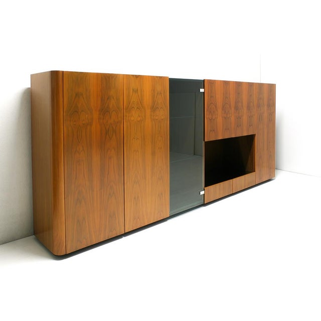 Modular Mirror Top Wall Unit with Integrated Bar Cabinet, Italy, 1970s For Sale - Image 16 of 18