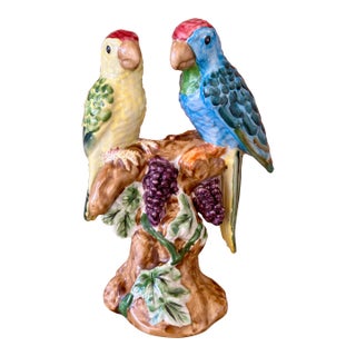 Mid-20th Century Hand-Painted Ceramic Parrot Figurine For Sale