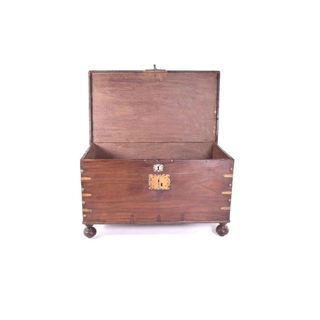 Wood Antique Trunk in Sucupira with Original Metals, 1890s For Sale - Image 7 of 8