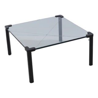 Glass and Metal Coffee Table, 1980 For Sale