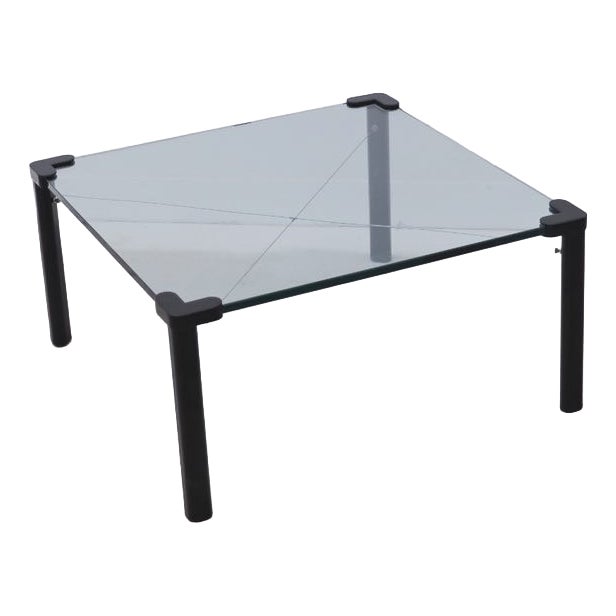 Glass and Metal Coffee Table, 1980 For Sale
