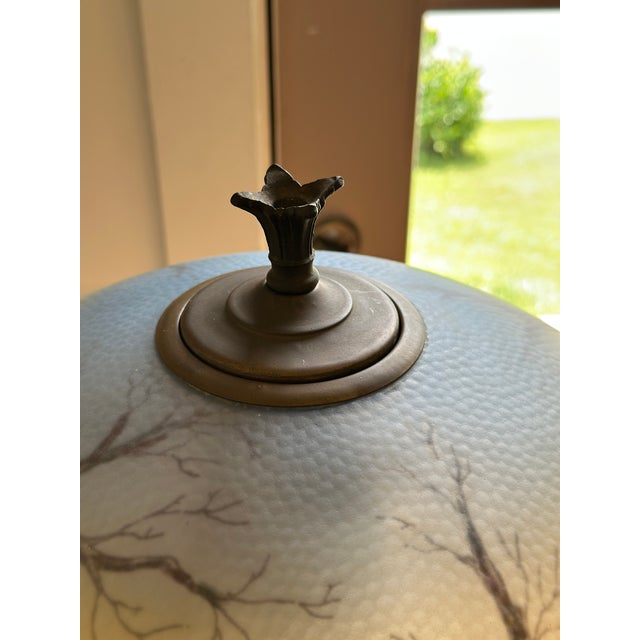Early 20th Century Pittsburgh Reverse-Painted Winter Landscape Table Lamp – 17" Shade For Sale - Image 14 of 17
