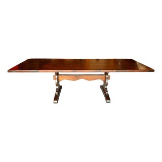 1974 Ethan Allen Solid Birchwood Trestle Table With 2 Extensions For Sale