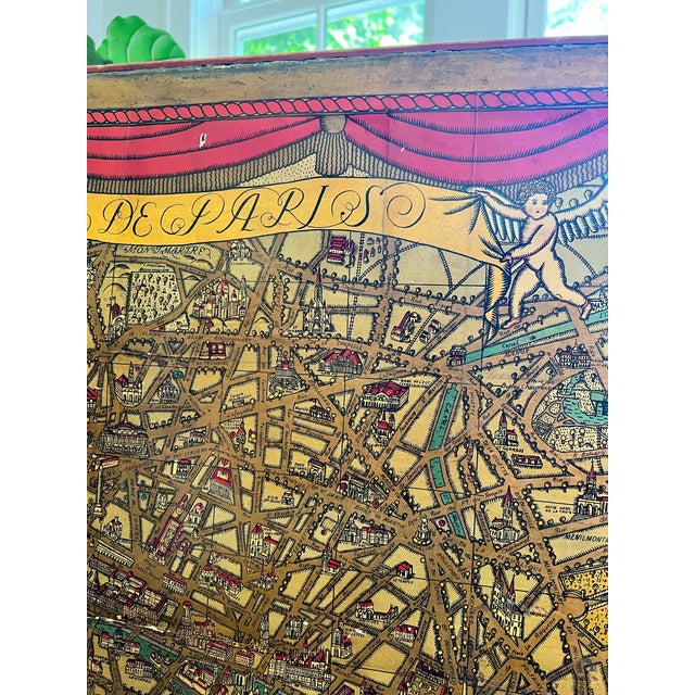 Ilonka Karasz Paris Map, 1927 – Original Lithograph Mounted on Folding Table Base | Vintage Art Deco Wall Object For Sale - Image 9 of 16